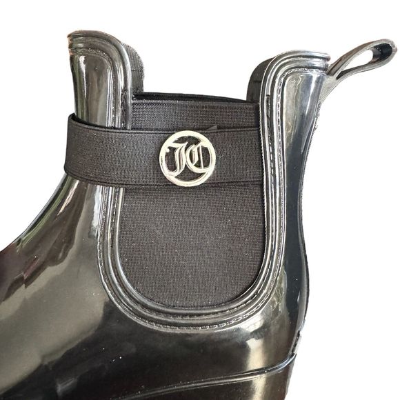 Juicy Couture Tarain Ankle Chelsea Rain Boots Solid Black Pull-On Sz 7 - Picture 7 of 12
